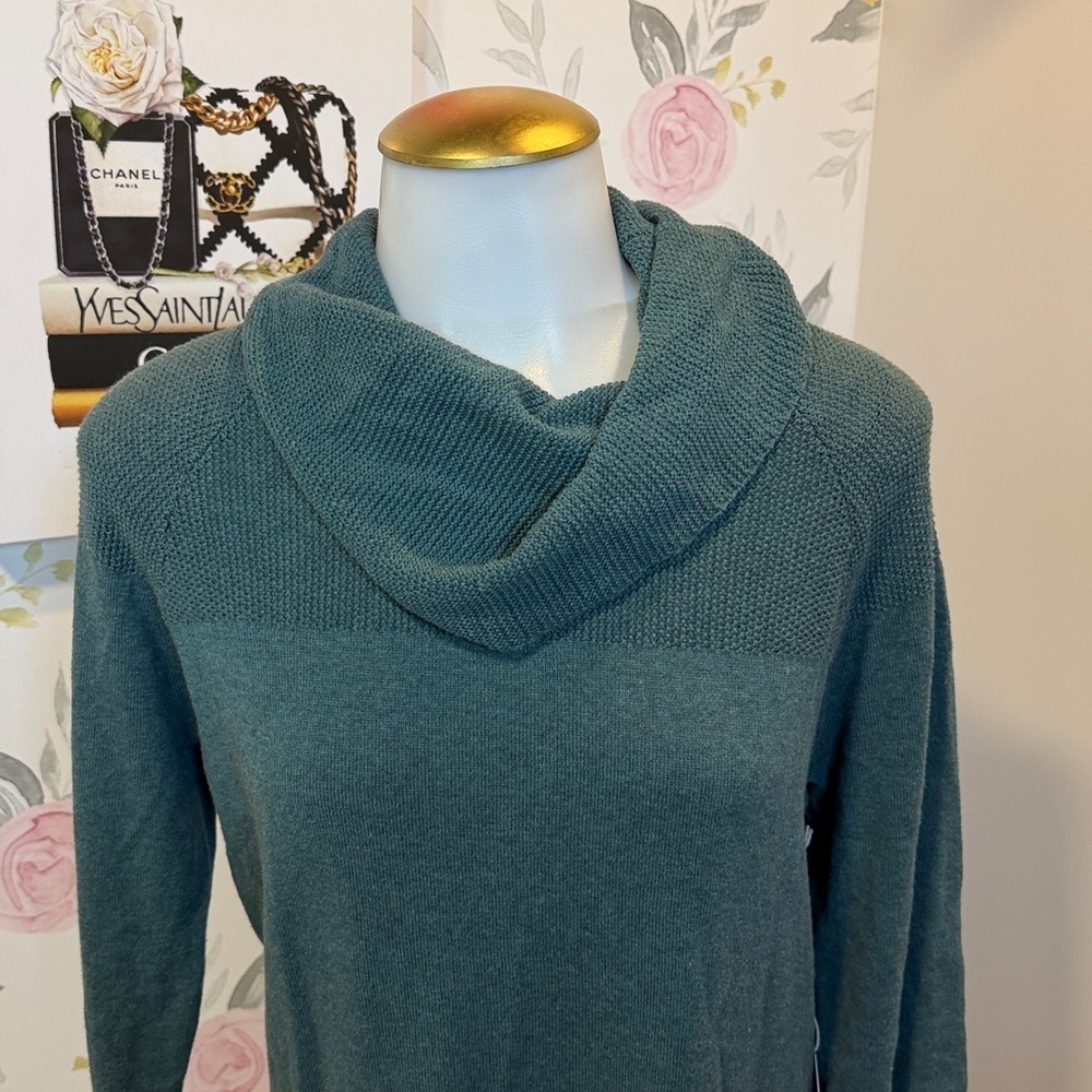 Artisan NY Womens Turtleneck Dress Size Small Aqua Blue Long Sleeve Long Knit - Picture 2 of 5
